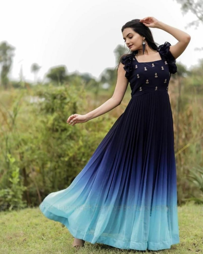 Blue colour dress for ladies best sale