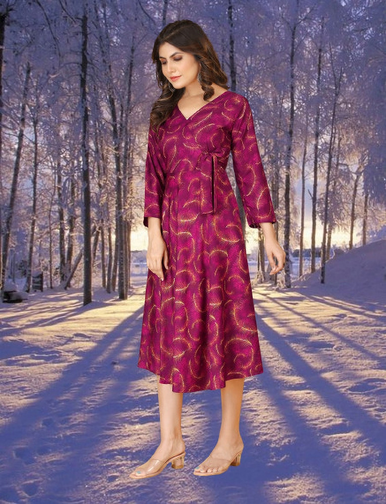 BEST DESIGNER Women Fit and Flare Pink White Yellow Dress Buy