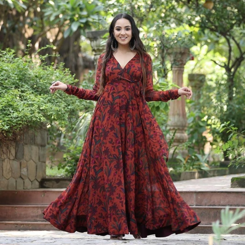 Buy Grouptap Bollywood indian womens long-sleeve anarkali lehenga
