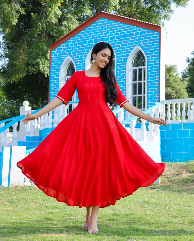 Red half frock on sale