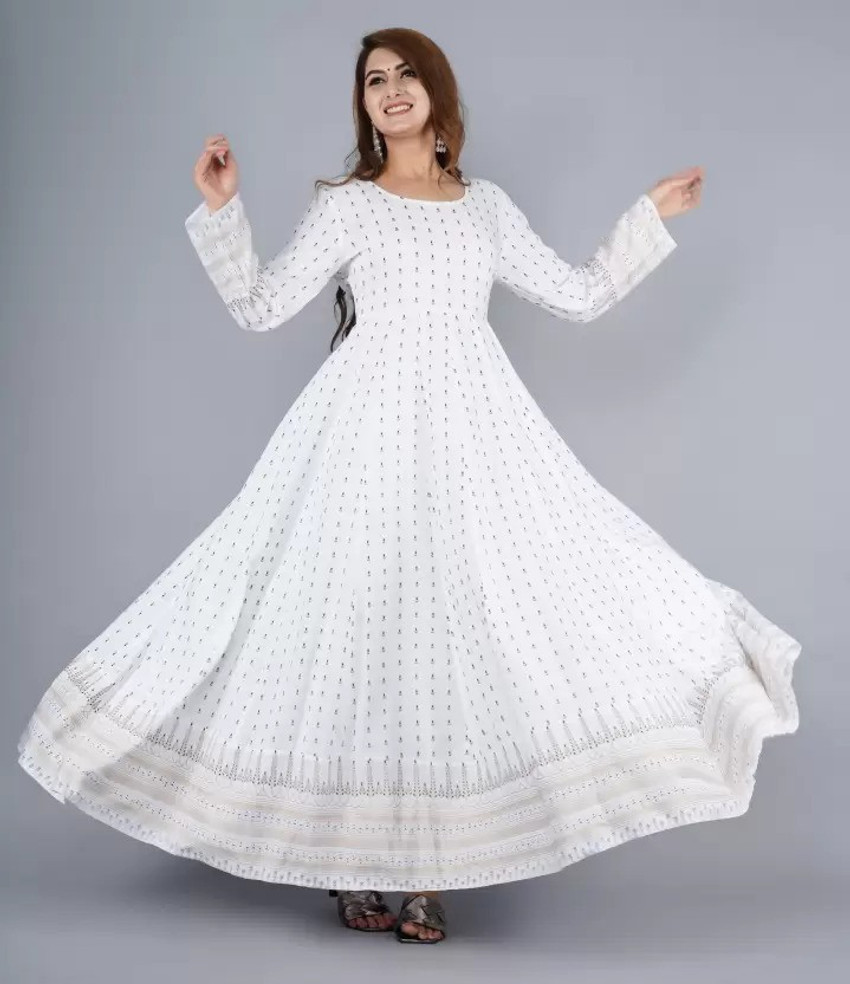 White anarkali dress flipkart store