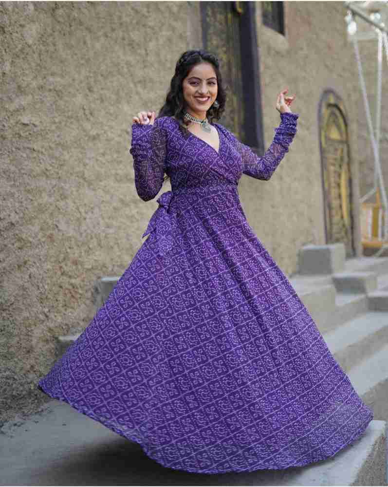 KDG fashion Women Fit and Flare Purple, White Dress - Buy KDG fashion Women  Fit and Flare Purple, White Dress Online at Best Prices in India | Flipkart. com