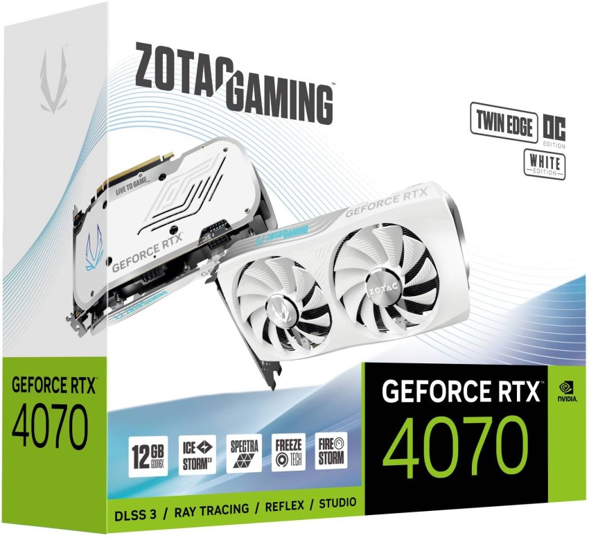 ZOTAC NVIDIA GEFORCE RTX 4070 Twin Edge OC White Edition 12 GB GDDR6X  Graphics Card - ZOTAC 