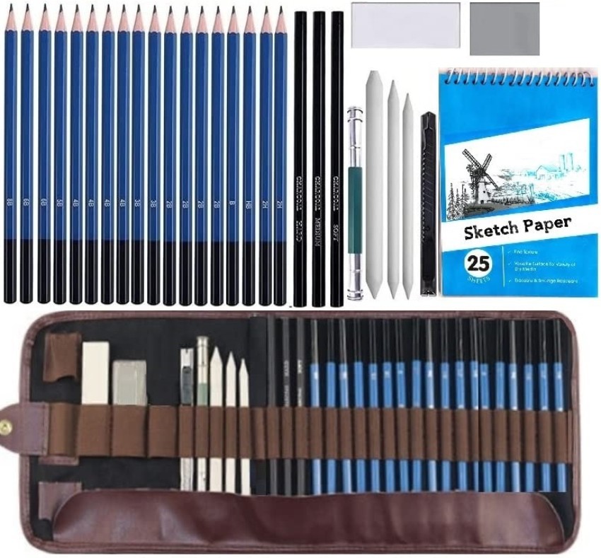 Corslet 47 Pieces Drawring Set Pencil Kit Professional Graphite