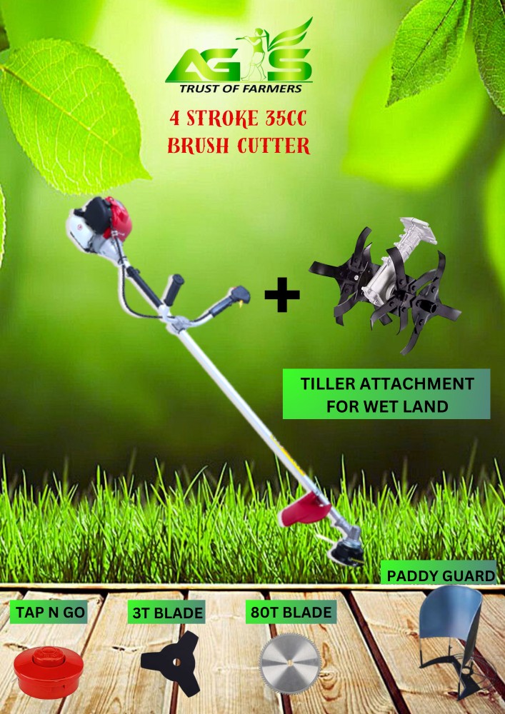 AGS 35CC Side Pack Brush Cutter with Tiller Attachment Fuel Grass Trimmer Fuel Grass Trimmer Price in India Buy AGS 35CC Side Pack Brush Cutter with Tiller Attachment Fuel Grass Trimmer