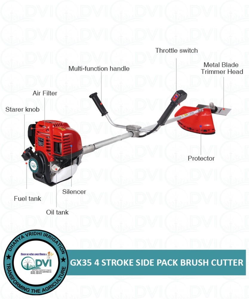 DVI GX35 (35cc) 4 stroke sidepack Brush Cutter/ Grass Trimmer/ used for  agriculture Fuel Grass Trimmer Price in India - Buy DVI GX35 (35cc) 4  stroke sidepack Brush Cutter/ Grass Trimmer/ used