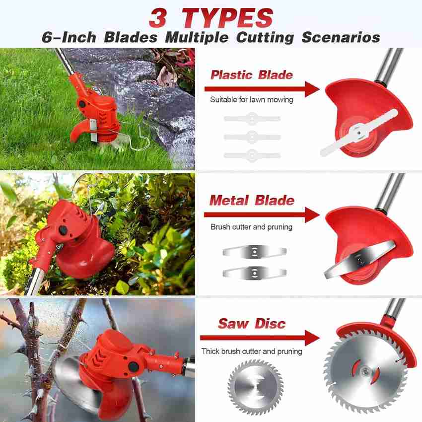 Cordless Grass String Trimmer Electric 21V Lawn Edger Weed Cutter W/ 2 Battery