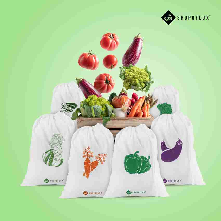Shopoflux Cotton Reusable Vegetable Storage Bag for Fridge Set of 10 Bags Washable Pack of 10 Grocery Bags Price in India Buy Shopoflux Cotton Reusable Vegetable Storage Bag for Fridge Set