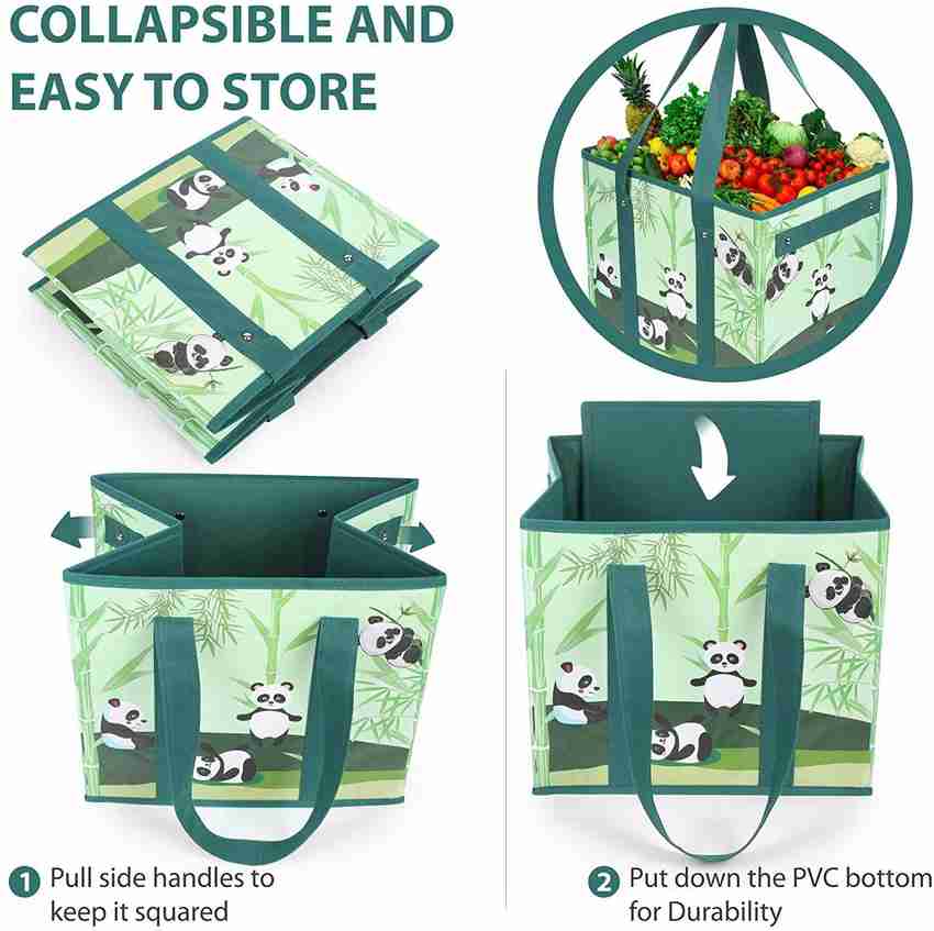 DOUBLE R BAGS Reusable Grocery Shopping Bags Boxes Totes Foldable Heavy Duty Water Resistant Collapsible Storage Box Baskets Bins for Groceries Toys Clothes Books Stand Upright Grocery Bag Price in In...