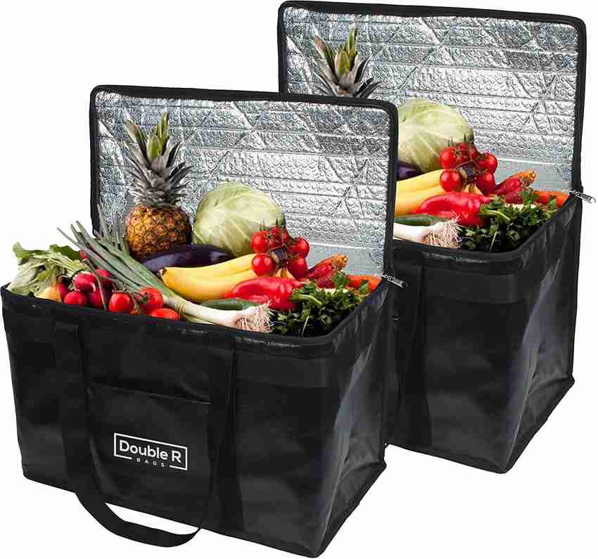 DOUBLE R BAGS Thermal Bags for Cold and hot Food Bag delivery Insulated Reusable Bag Black Pack of 2 Grocery Bags Price in India Buy DOUBLE R BAGS Thermal Bags for