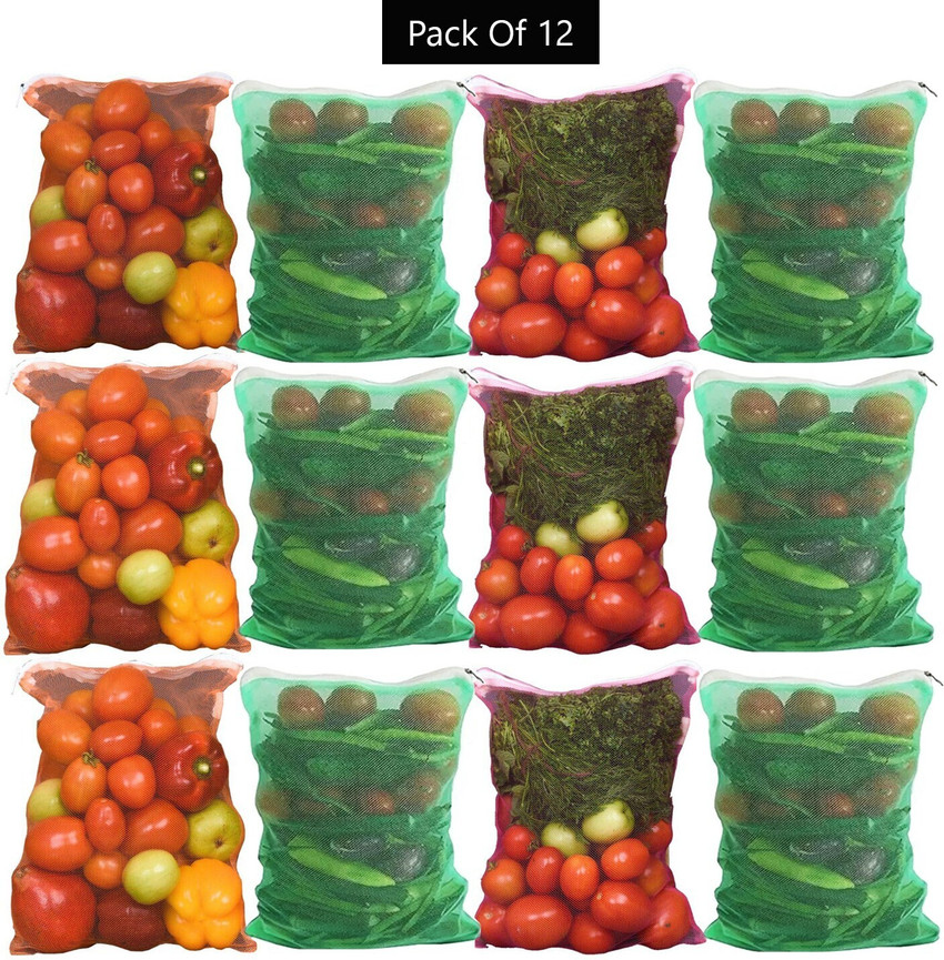 DALUCI Multi purpose Vegetables Fruits Mesh Fridge Storage Washable Zip Bags Pack of 12 Grocery Bags Price in India Buy DALUCI Multi purpose Vegetables Fruits Mesh Fridge Storage Washable Zip Bags Pac...