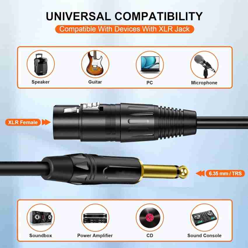 darkingwings 5 Meter 6.35mm Mono Male to XLR Female Cable Microphone Cable  for DJ, Amplifier Microphone Cable Price in India - Buy darkingwings 5  Meter 6.35mm Mono Male to XLR Female Cable