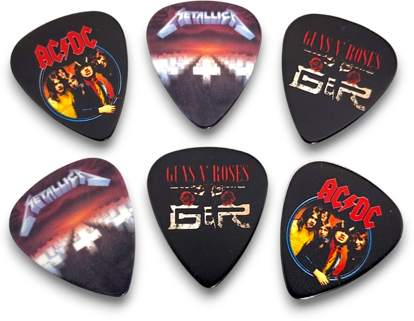 WorldForU Rock Band Logo ACDC Metallica GnR Guitar Picks Set of 6 Picks Guitar Pick Price in India Buy WorldForU Rock Band Logo ACDC Metallica GnR Guitar Picks Set of 6