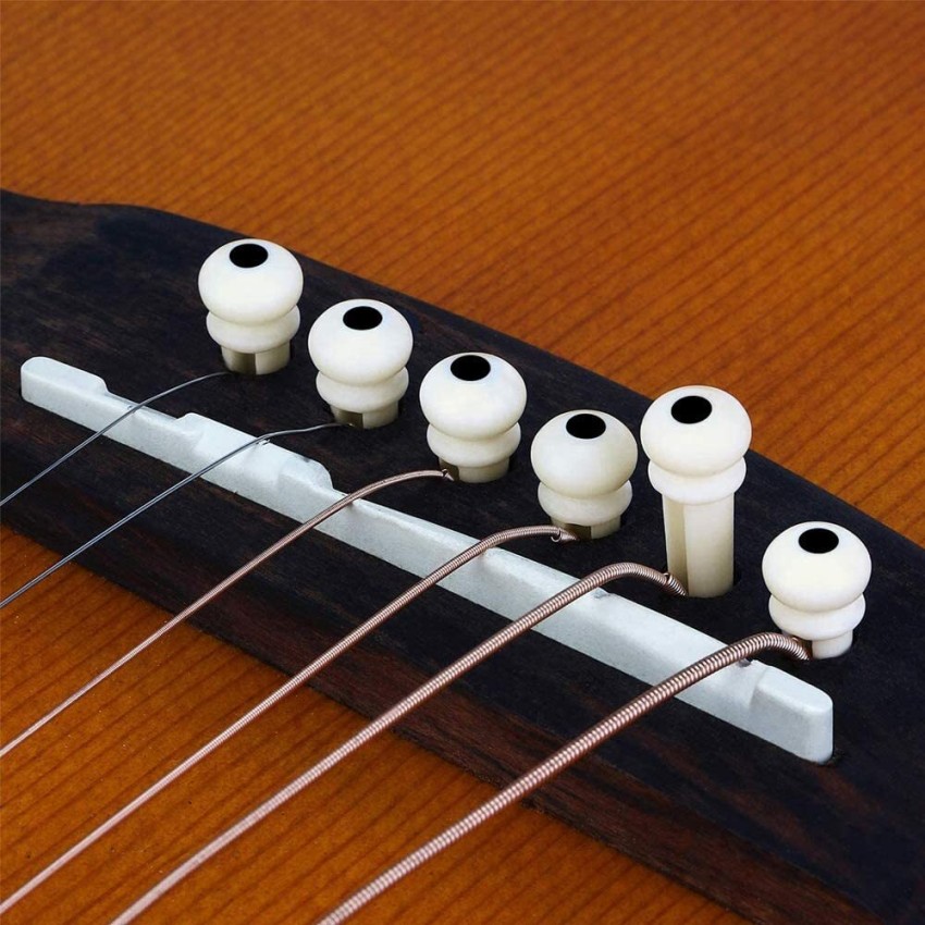 6 Acoustic Guitar Bridge Pins Molded Plastic String End Pegs