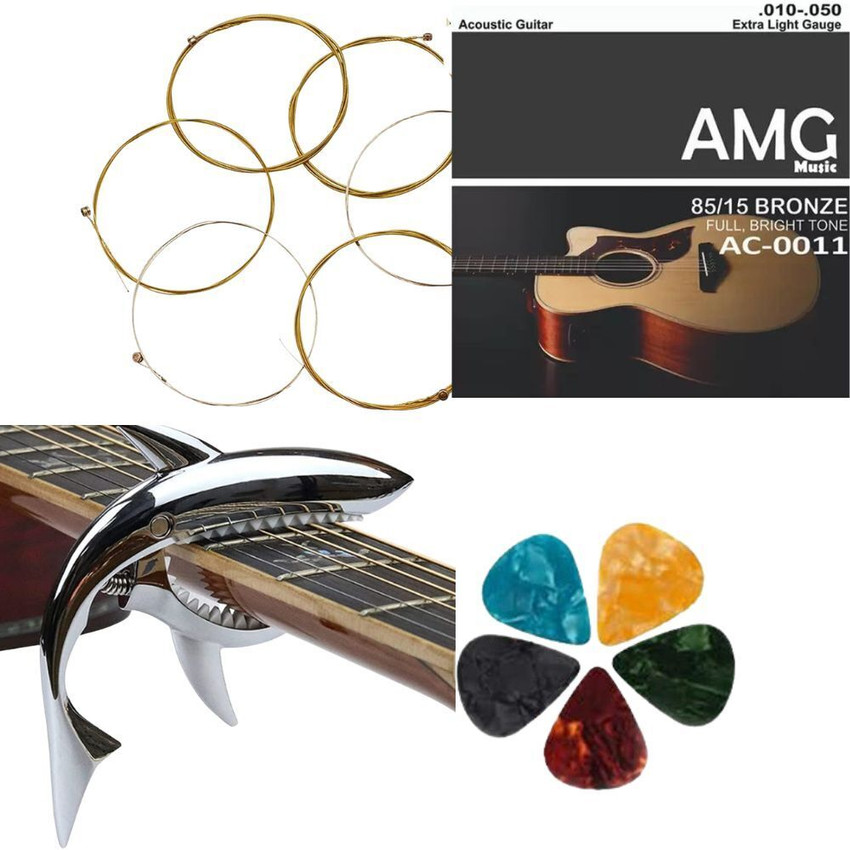 AMG Music Acoustic Guitar String Set And Guitar Capo with Picks For All Types Of Guitars Guitar String Price in India Buy AMG Music Acoustic Guitar String Set And Guitar Capo