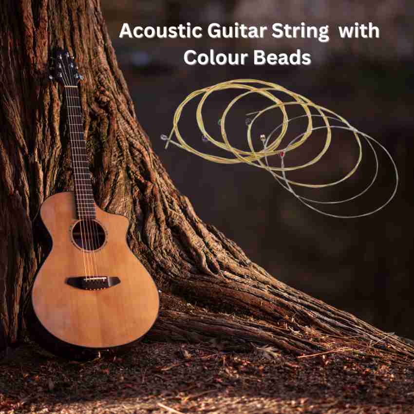 AMG Music Acoustic Guitar String Set With Colour Beads Light