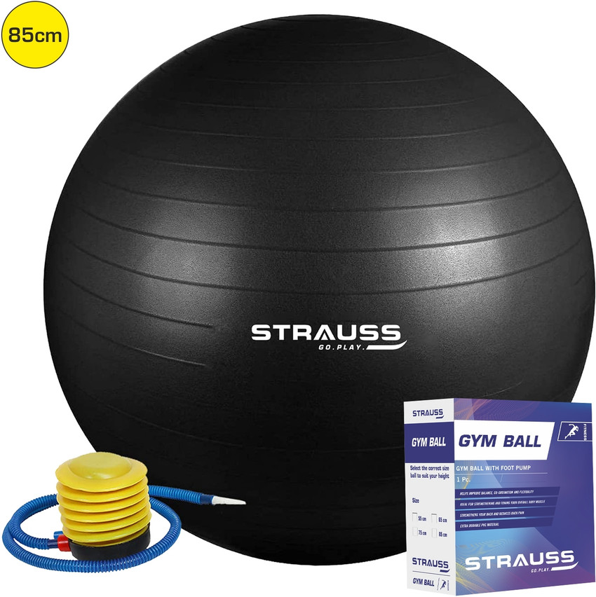 Strauss Anti Burst Gym Ball Exercise Ball Yoga Ball Workout Ball 85 Cm Black Gym Ball
