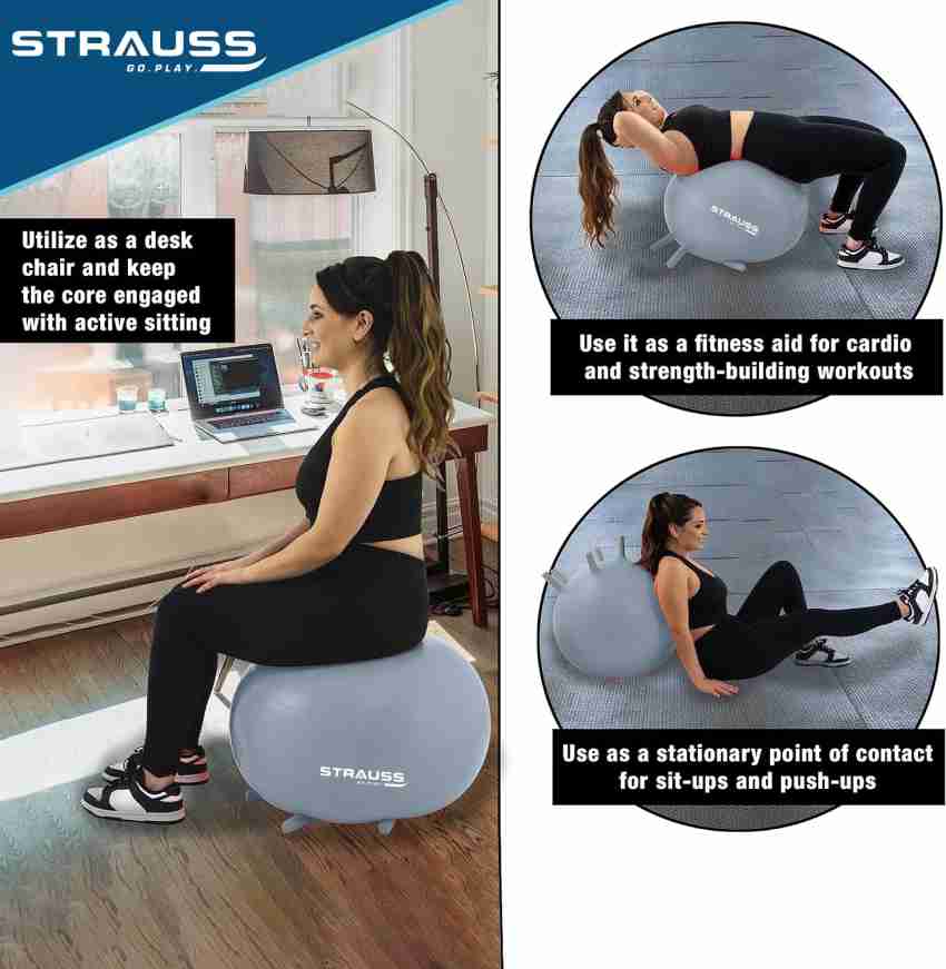 Anti Burst Core Fitness Exercise Ball - Professional Grade Slip Resistant  Yoga Ball for Stability Balance - Multiple Sizes, 55-75cm