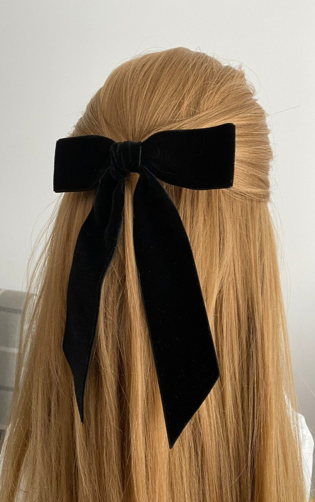 Icing Black Velvet Bow Hair Clips - 2 Pack