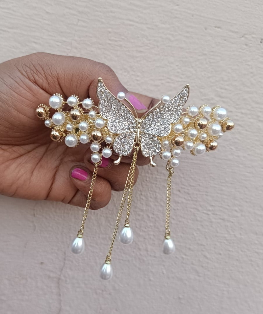 BeautyNaughtys Butterfly stone Pearl center clip Hair Clip Price in India Buy BeautyNaughtys Butterfly stone Pearl center clip Hair Clip online at Flipkart