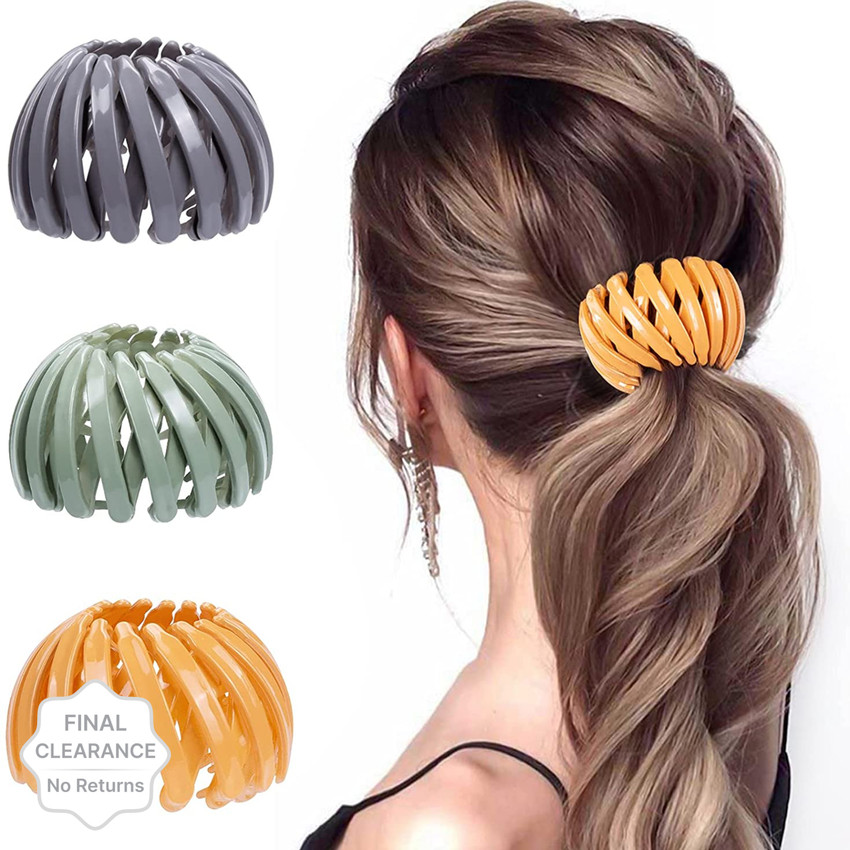 Nyamah sales 3 PCS Round Plastic Ball Bun Birds Nest Shape Hair