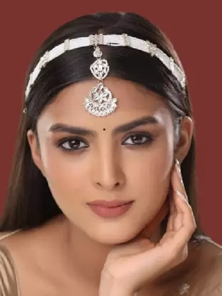 BRIJBAZAAR Gold Plated Kundan Maang Tikka Matha Patti for Women Hair Band Hair Accessory Set Price in India Buy BRIJBAZAAR Gold Plated Kundan Maang Tikka Matha Patti for Women Hair Band