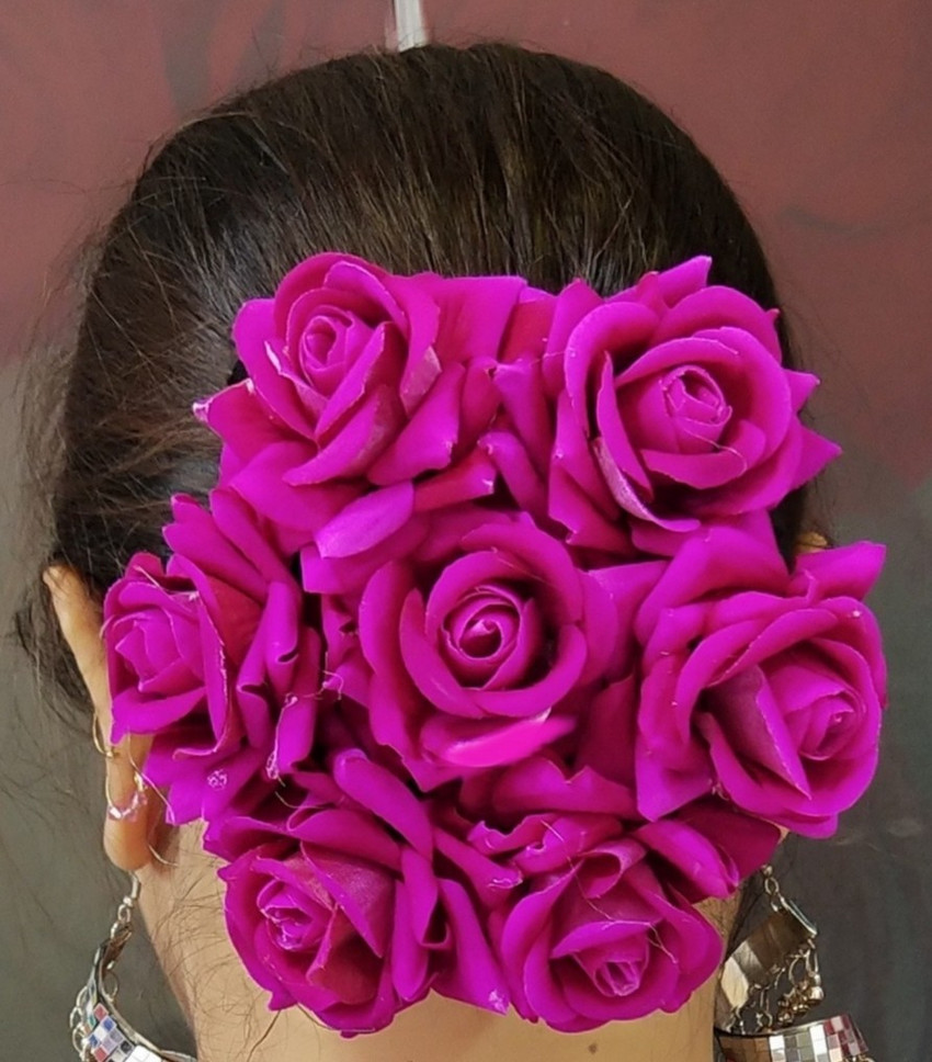 rosies Purple Artificial Rose Flower Juda Bun Bridal Gajra Pack of 1 Bun Price in India Buy rosies Purple Artificial Rose Flower Juda Bun Bridal Gajra Pack of 1 Bun online