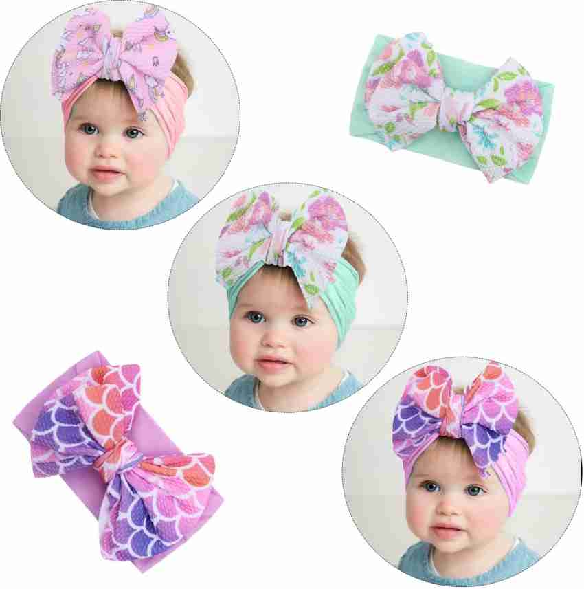 SYGA Baby Headbands Soft Cotton Strechable Turban Hairbands For Newborn  Infant Toddlers Kids 0-3 Years (White)