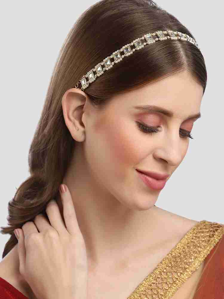 Buy Karatcart Gold Plated Floral Chain Hairband for Womens Online