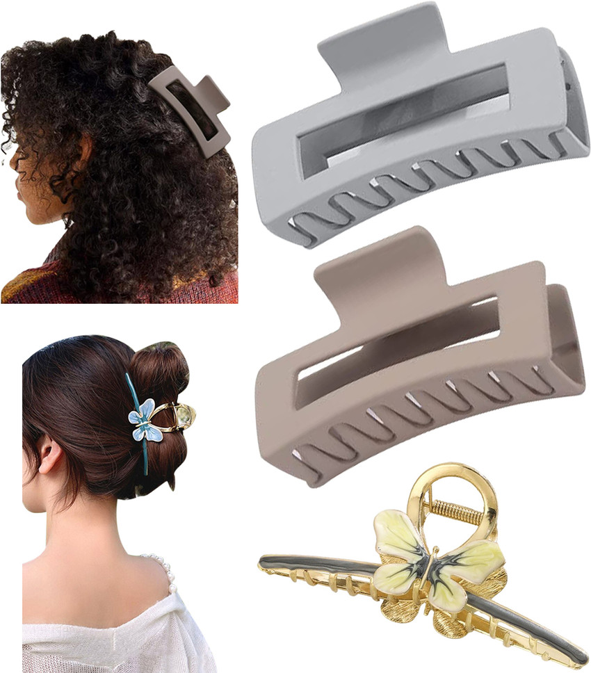 Softwrap 3Pcs Butterfly Metal and Rectangle Hair Clip Fashion Hair