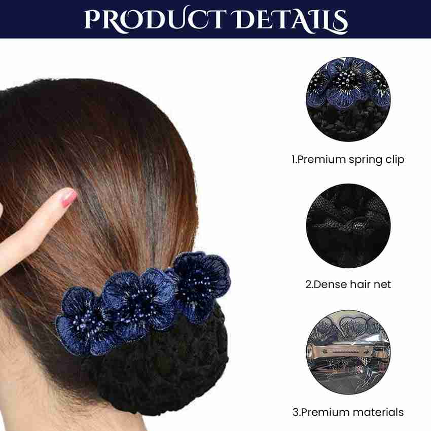 HASTHIP Women Hair Clip With Flower Hair Bun Net Women Hair Net