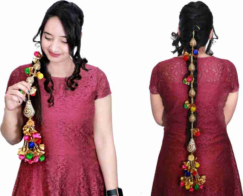 A H S Punjabi Paranda Style Gota Latkan Hair Jewelry Accessories
