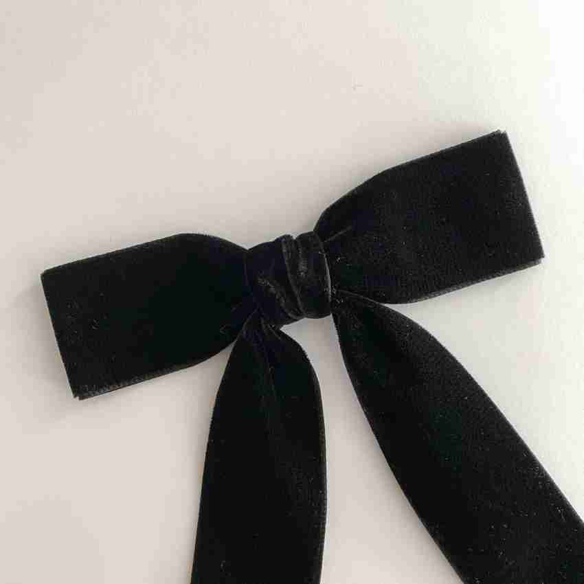 Black Velvet Long Tail Bow Hair Clip