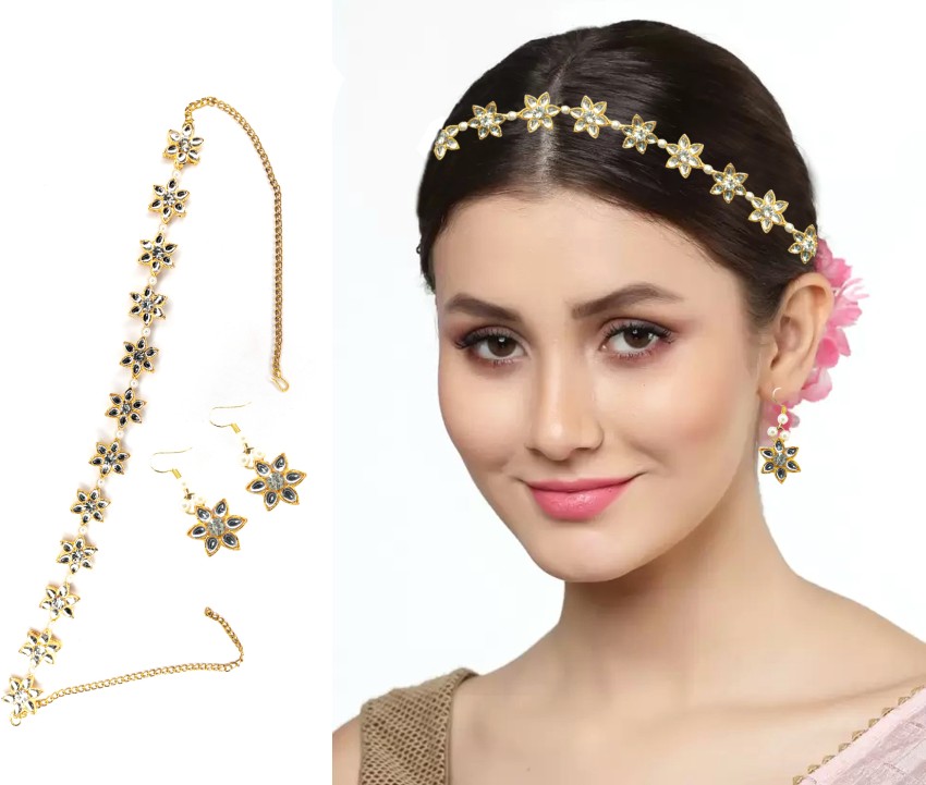 Buy Golden Hair Chain Head Chain Hair band Matha patti Jewellery Necklace  for women and Girls Online at Best Prices in India - JioMart.