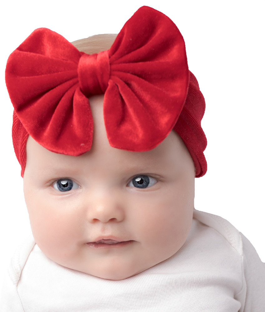 SYGA 1 Piece Velvet Bow Shape Baby Head Band Red 19.5 11cm Hair Band