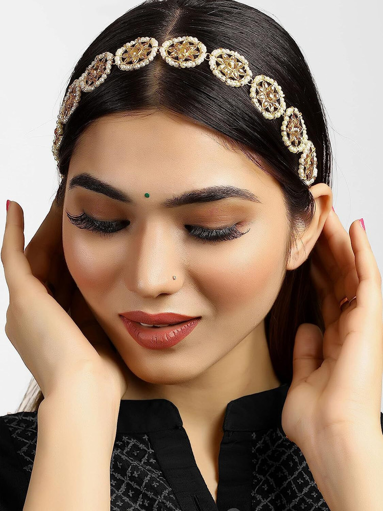 Kaima Traditional Kundan Pearls Matha Patti For Girls Women Hair Chain Price in India Buy Kaima Traditional Kundan Pearls Matha Patti For Girls Women Hair Chain online