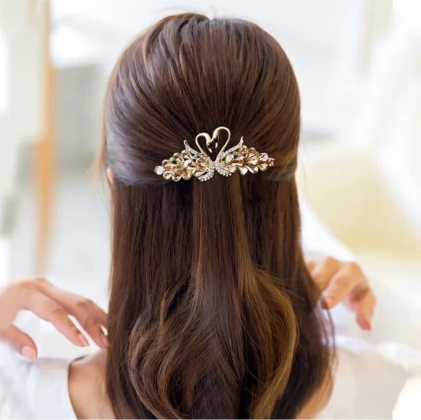 SANNIDHI Hair Clips for Girls and Women Fancy Alloy Rhinestone Hair Pins for Women Stylish Latest Flare Clips Barrettes Spring Hair Pins Clips Hair