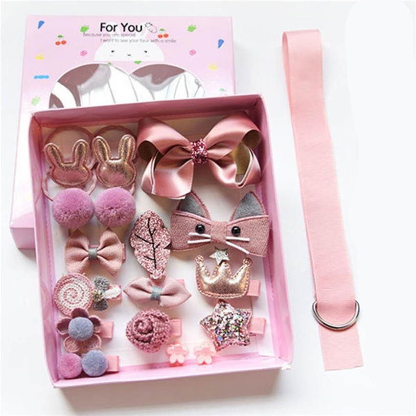 SYGA 18Pcs Baby Hair Clip Set For Girl Cute Mini Cartoon Hair Accessories Gift Set Hair Bow Cute Party Bowknot Flower Multi Style Hairpin Ribbon For
