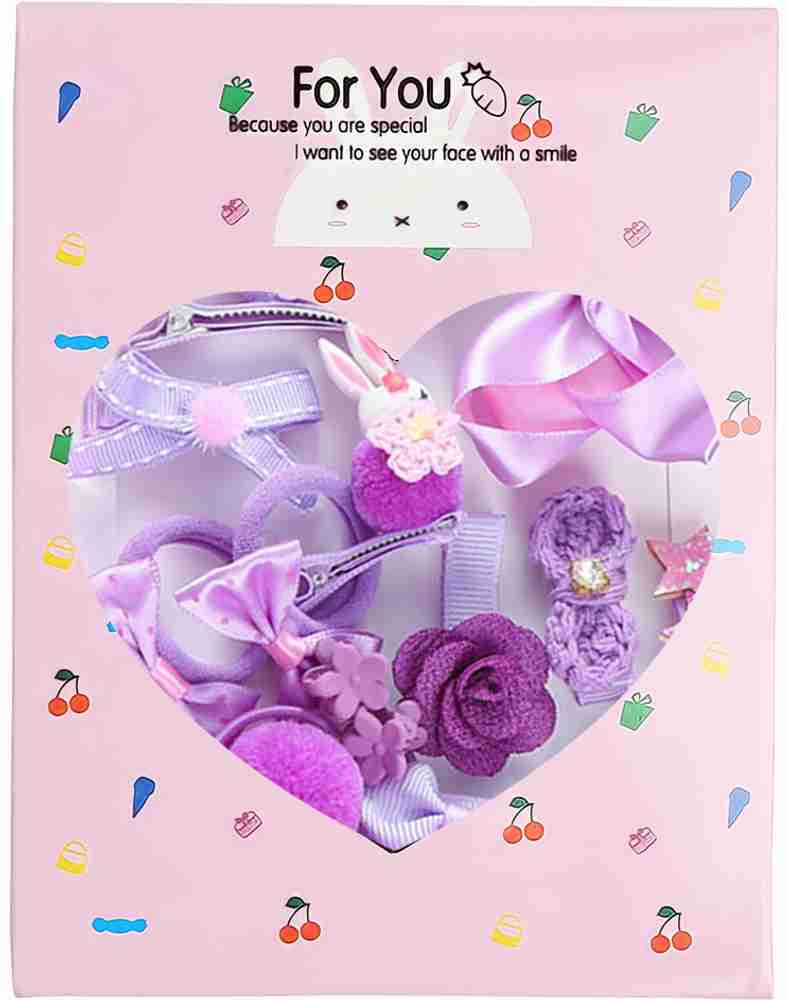 SYGA 18 Pcs Children s Suit Girls Baby Hair Clips Small Safety Clip Princess Hairpin Baby Hair Accessories Gift Box Purple Hair Clip