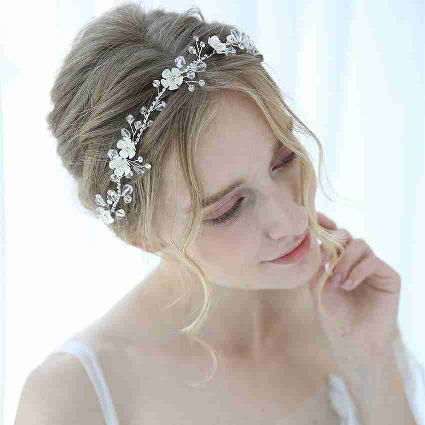 Silver hair band for wedding outlet