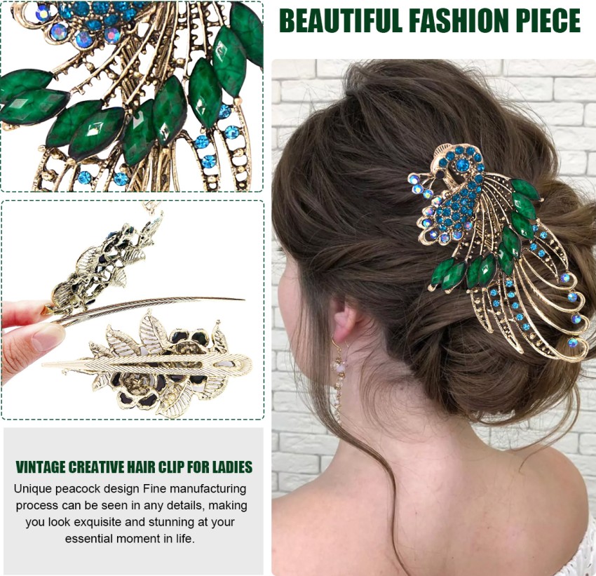 Traditional Peacock Design Hair Clip