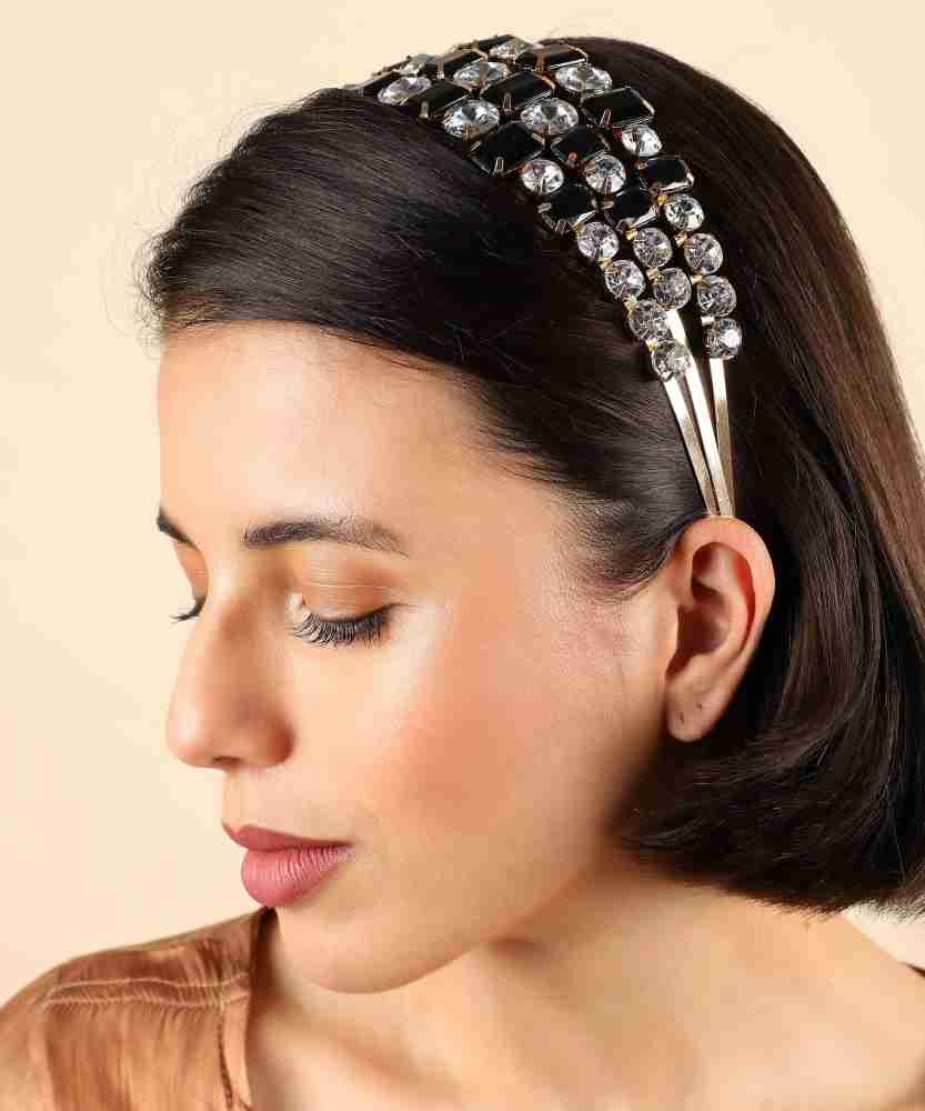 Baocc Accessories Pearl Headband Pearl Accessories Gold Ve-lvet Hair Ve-lvet Headband Knotted Hair Clip Hair Clip Black, Adult Unisex, Size: 12.5