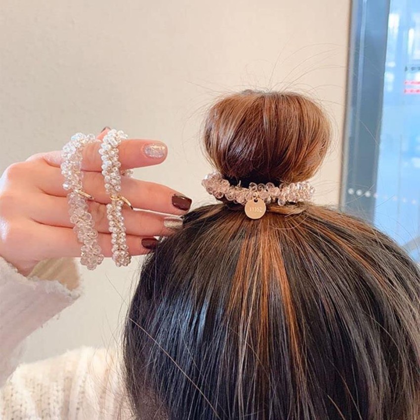 Pearl Hair Bands Women Ponytail Holder Elastic Rubber Rope Ties Hair  Accessories