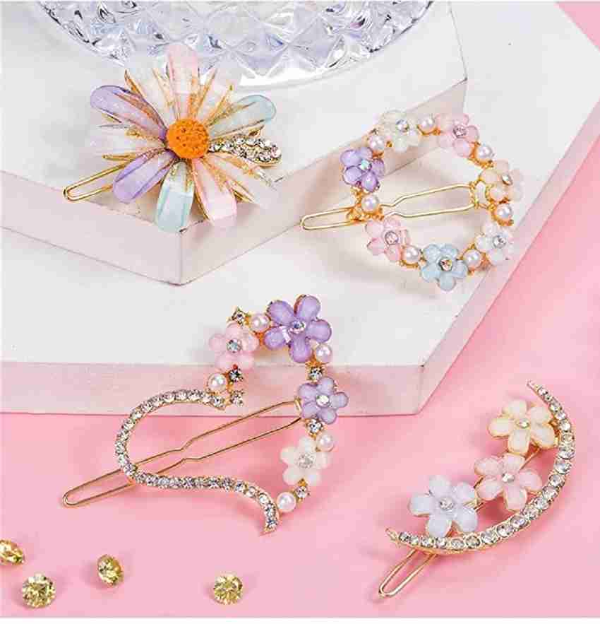 Sonpal 4Pcs Korean Stylish Multi Design Hair Clip Flower Lock Pin Girls Women Hair Clip Price in India Buy Sonpal 4Pcs Korean Stylish Multi Design Hair Clip Flower