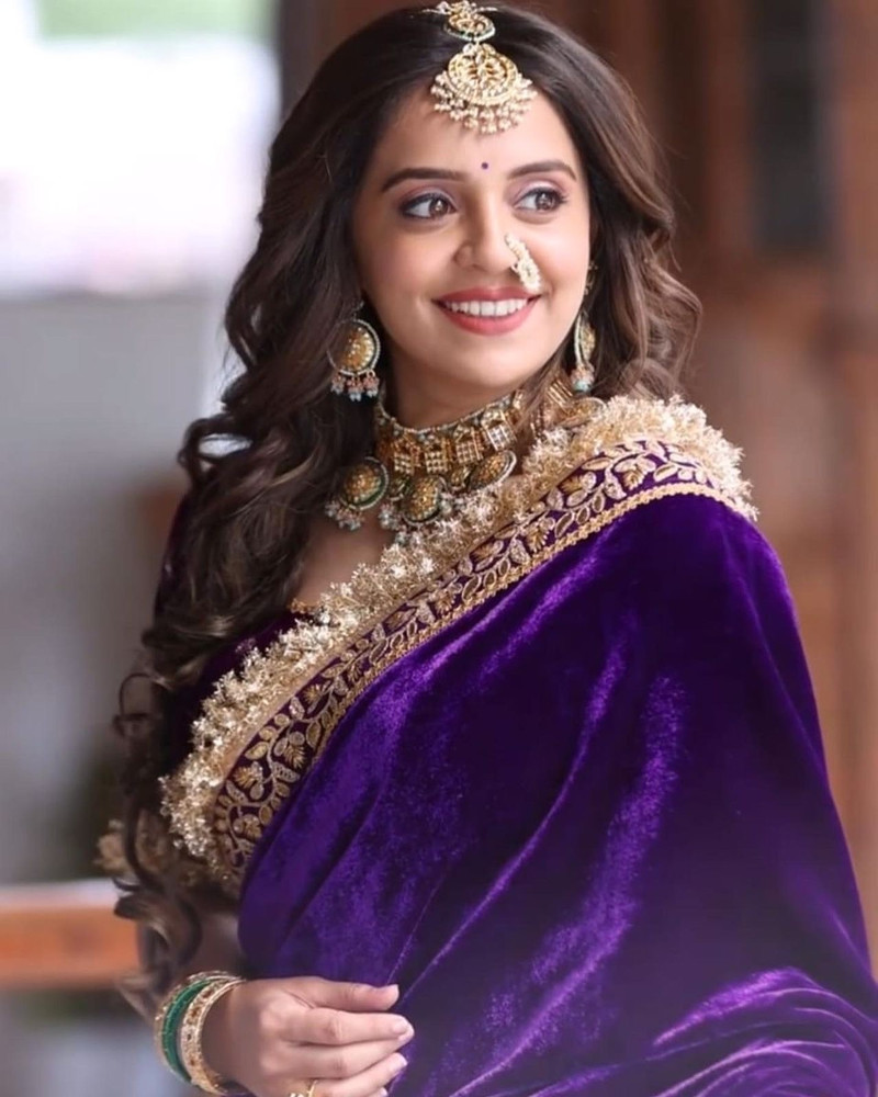 Buy laxmibaa Embroidered Bollywood Velvet Purple Sarees Online Best Price In India Flipkart