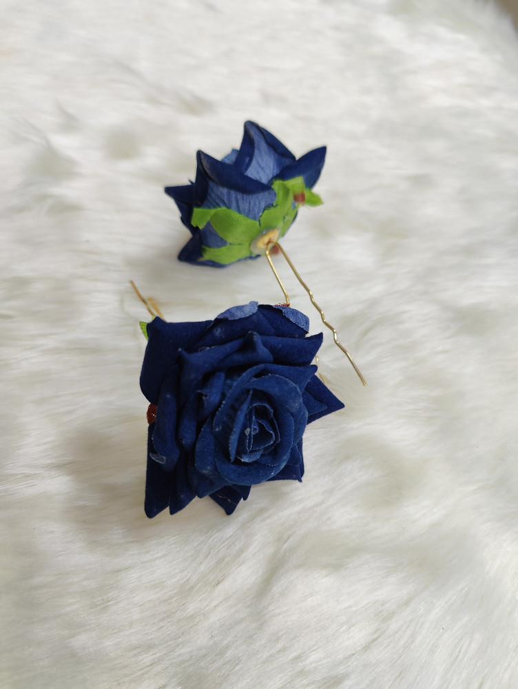 Shetu Blue Rose Flowers Hair Clips Hair Accessories Hair Pins for
