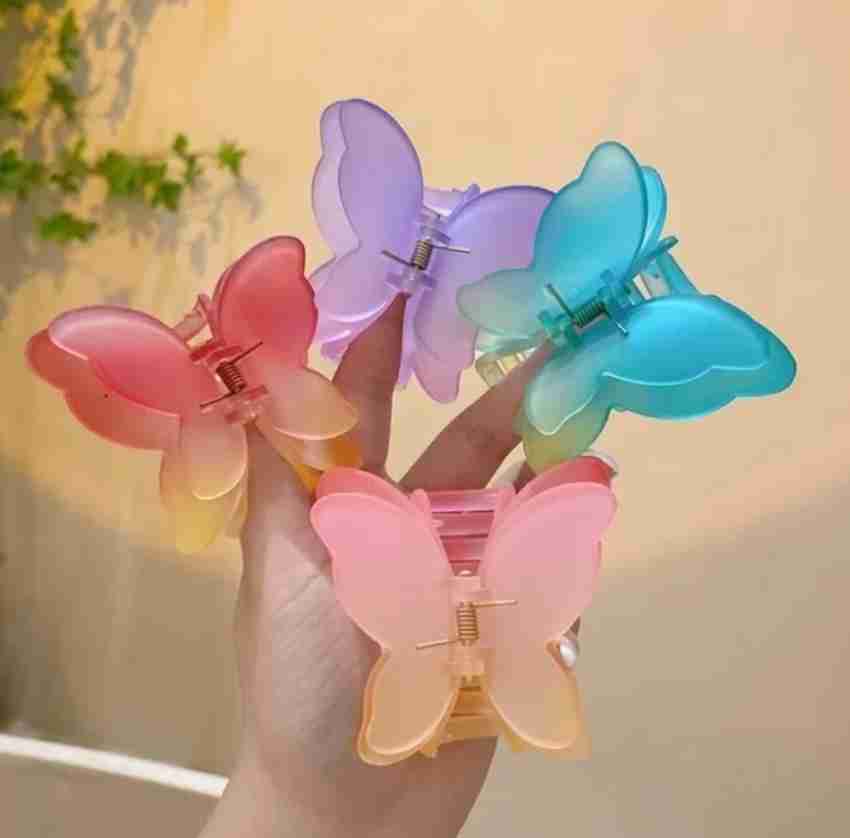 Trishabeautuhub Combo of 4 Trendy Butterfly Plastic Hair Barrette