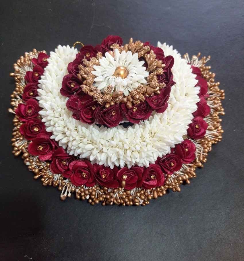 Buy Hair Gajra Flowers Artificial | Gajra Hair Decoration Accessories (Red)  Online at desertcartKUWAIT