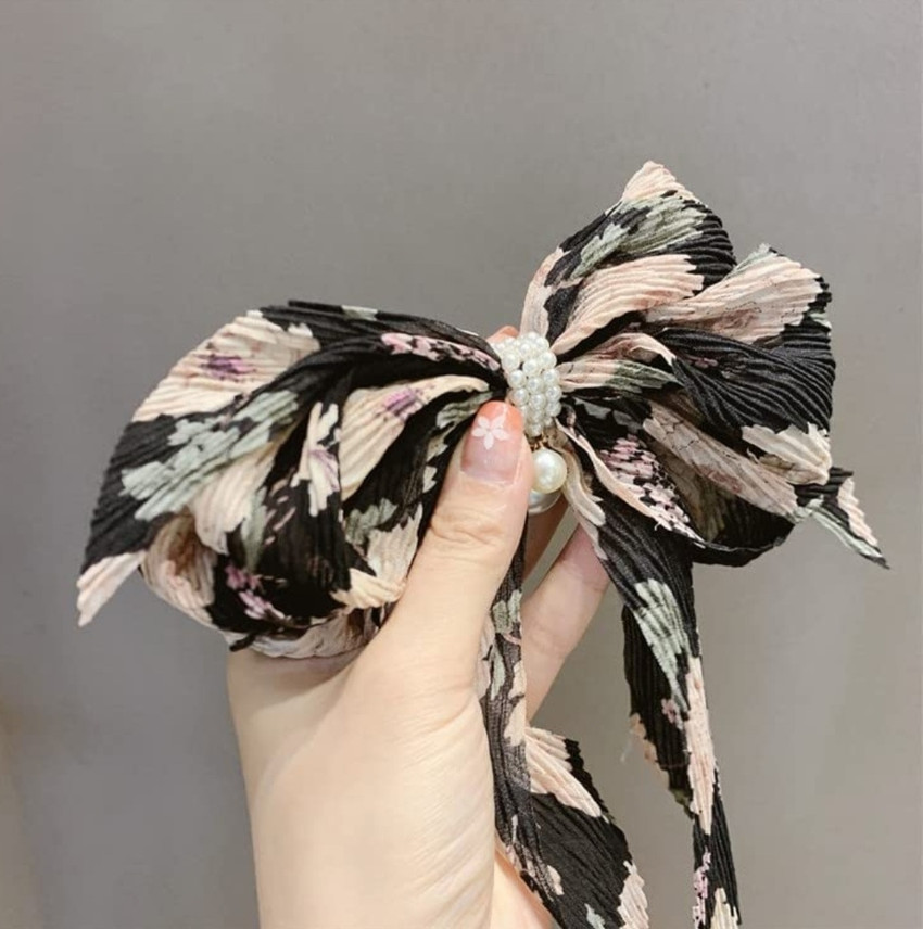 Zever Hair bow pearl hair barrates clip pin fancy stylish Random
