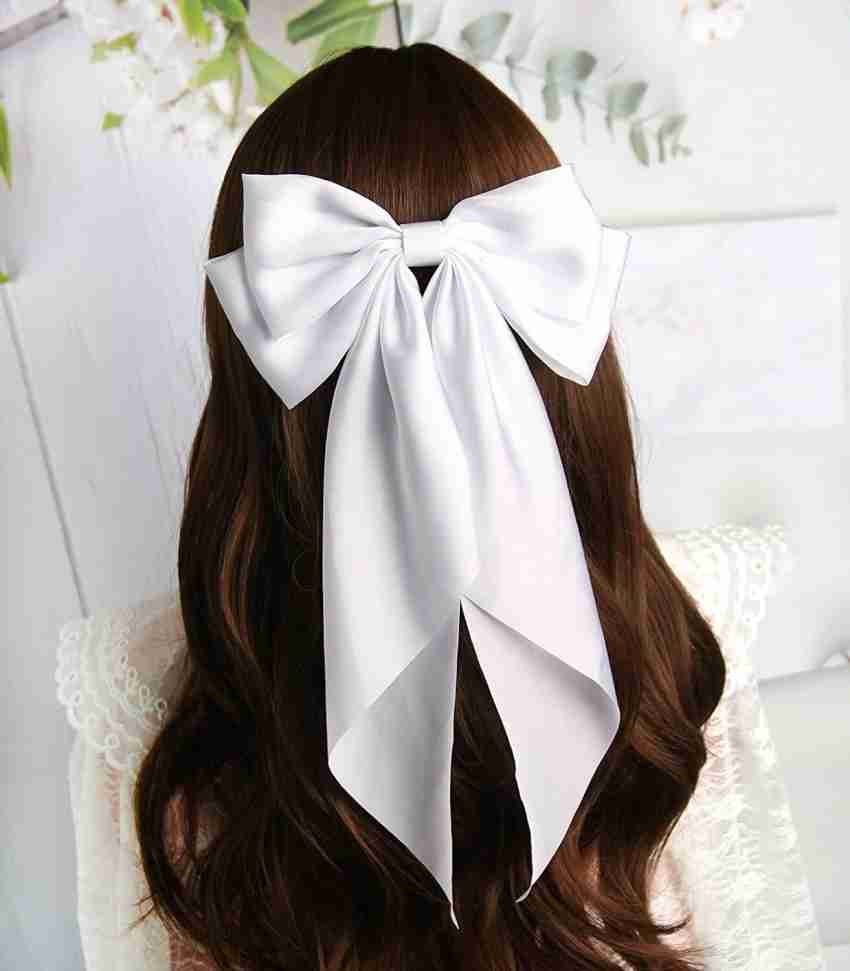 2PCS Silky Satin Hair Bows Pink Hair Ribbon Clips for women